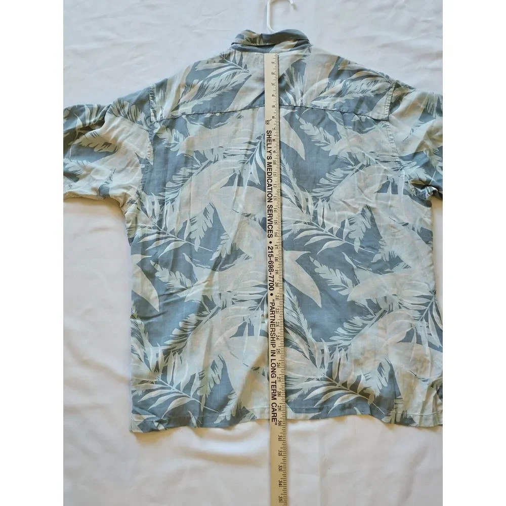 Pendleton‎ Shirt Mens Large Teal 100% Silk Loop Collar Camp Hawaiian Floral